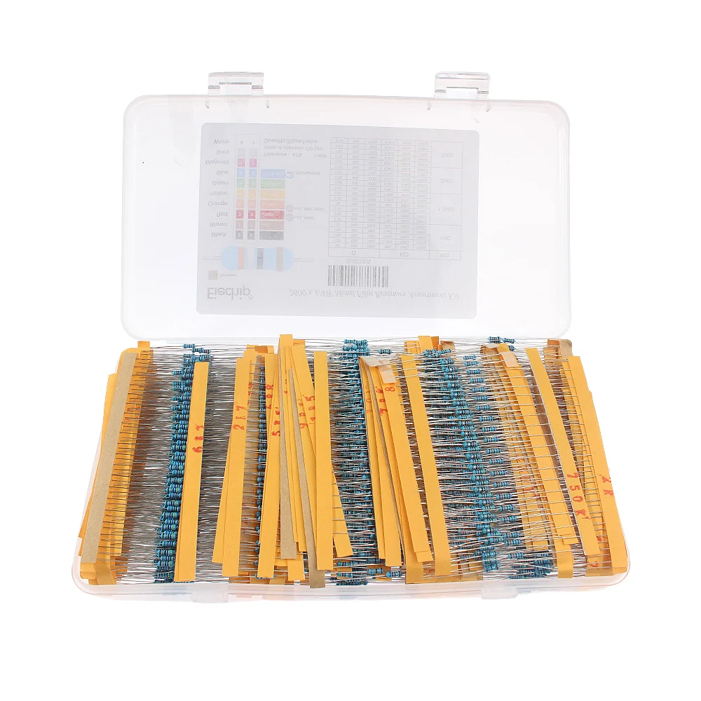 2600PCS High-Quality 1/4W Metal Film Resistor Assorted Kit,130 Values in Box for DIY Electronics,1 ohm~3M ohm set of resistor