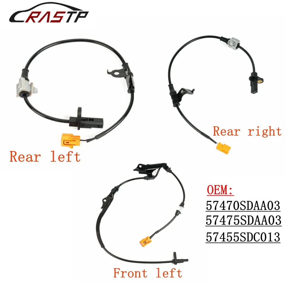 RASTP-ABS Wheel Speed Sensor Front Left Rear Left Right For Honda Accord Acura TSX 57470SDAA03 57475SDAA03 57455SDC013 RS-THB038