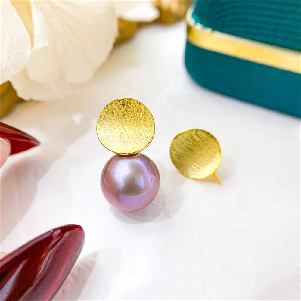 DIY Pearl Accessories S925 Sterling Silver Earrings Empty Gold Silver Earrings Fit 10-13mm Round Beads E311