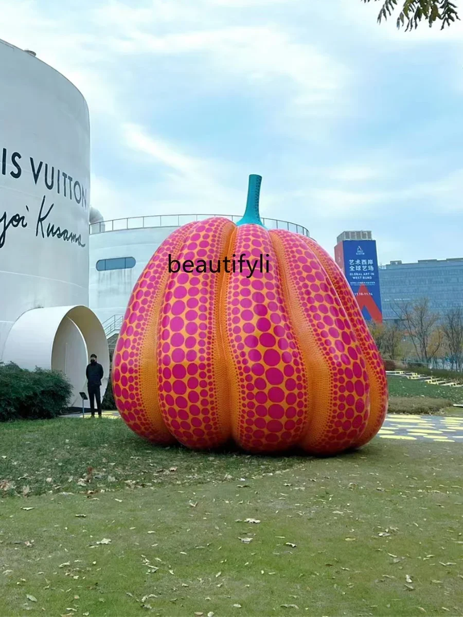 Polka Dot Pumpkin Decoration Straw MIUSOU Large GRP Sculpture Mall and Shop Floor-Standing Decorations Landscape Sketch