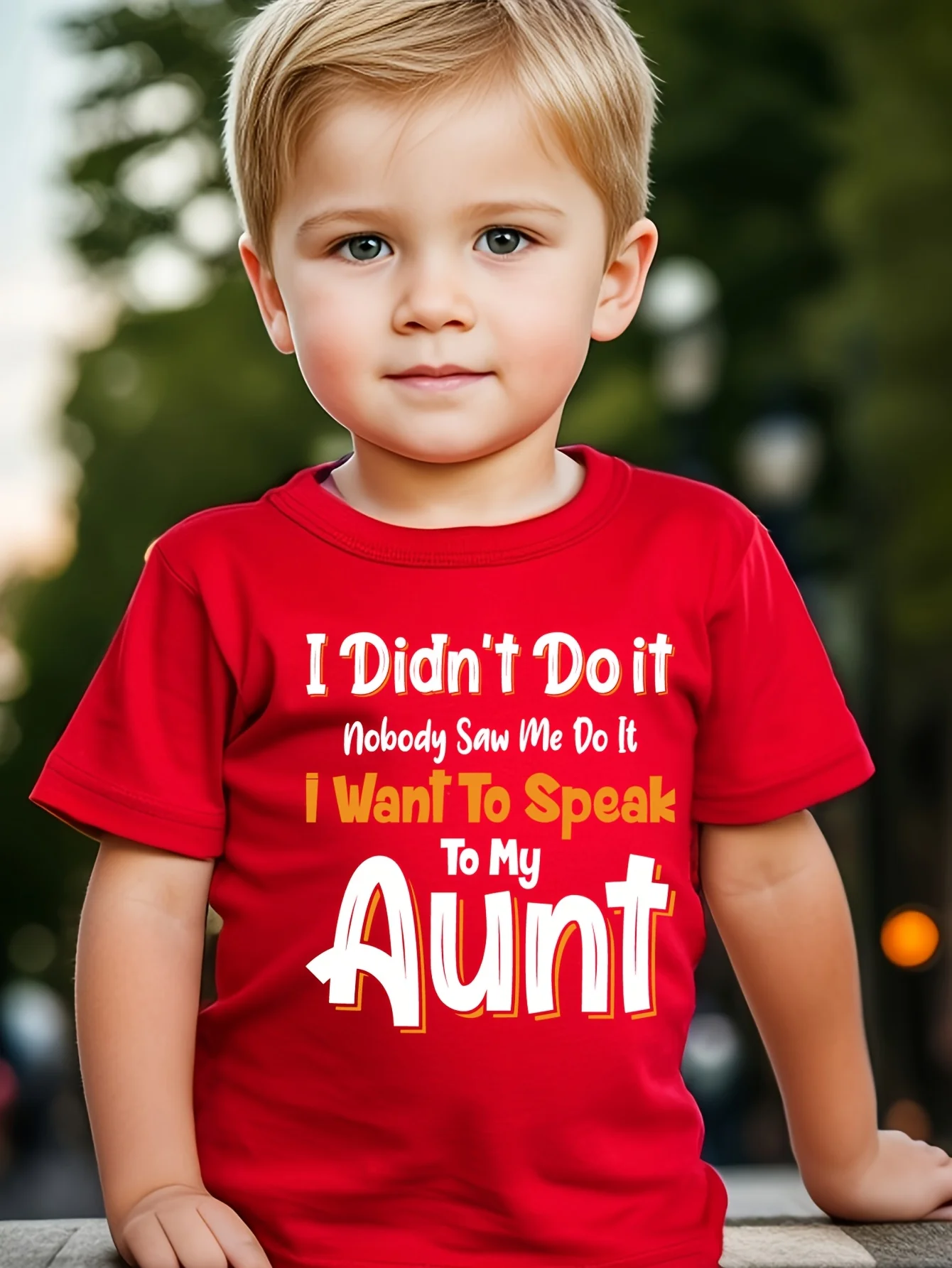 Children's I DIDN'T DO IT NOBODY SAW ME DO IT I WANT TO SPEAK TO MY AUNT Minimalist Letter Printed Trend Parent-child T-shirt