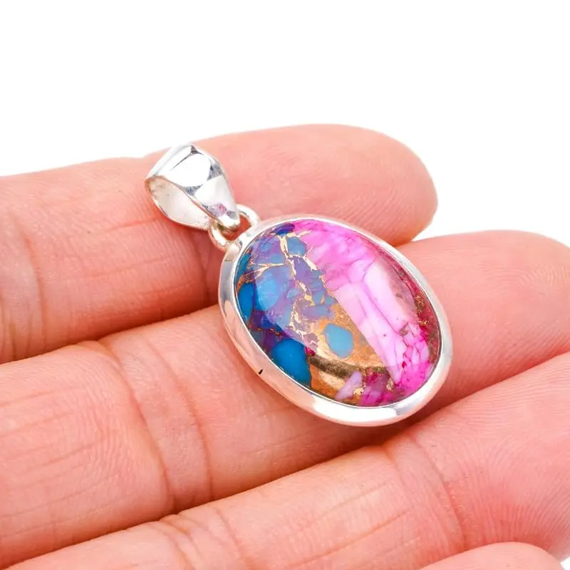 

StarGems® Natural Copper Chalcedony Handmade 925 Sterling Silver Pendant 1.25" F3758