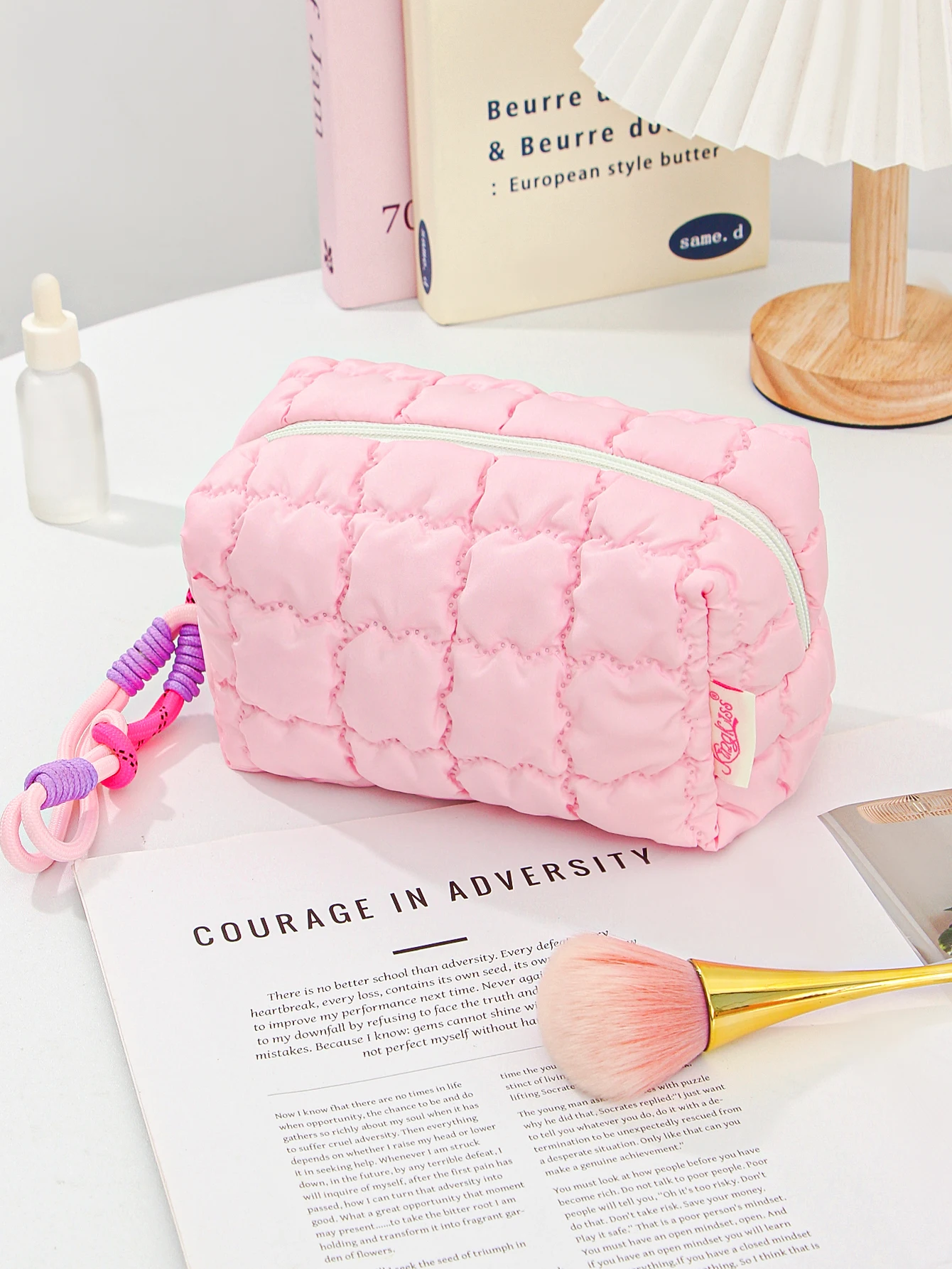 1pcs Cute Octagon Quilted Makeup Bag, Multifunctional Makeup Bag, Makeup Storage Bag, Portable Travel Storage Makeup Bag