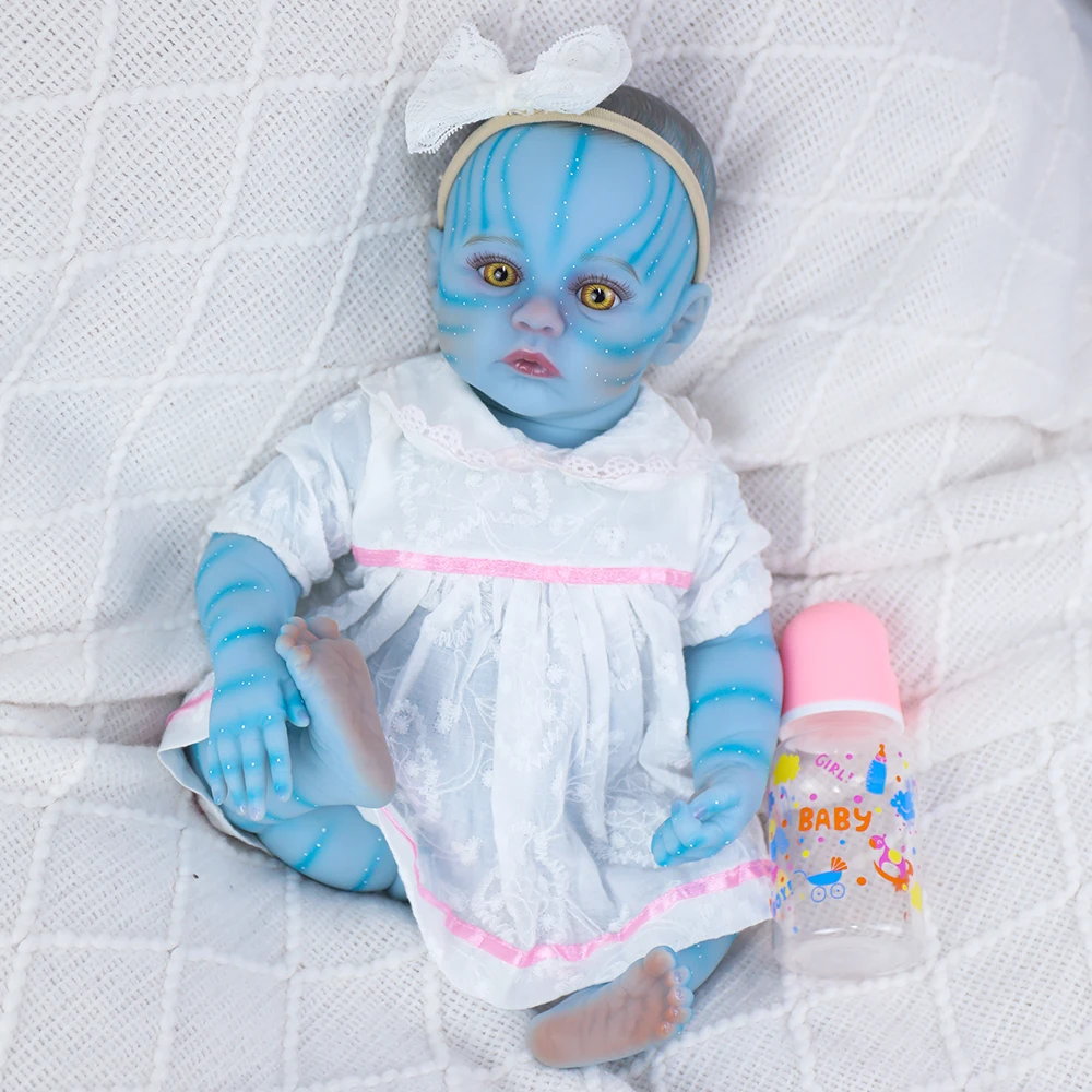 18 Zoll Silikon Baby Reborn Vollvinylkörper Avatar Meadow Lebensechte Soft Touch Handgemachte hochwertige Puppe für Mädchen Kinder Spielzeug Geschenk