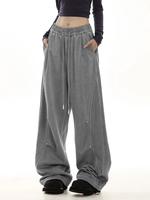 Zoki Streetwear American Sweatpants Women High Waist Vintage Straight Trousers Bf Hip Hop Harajuku Loose Lace Up Wide Leg Pants