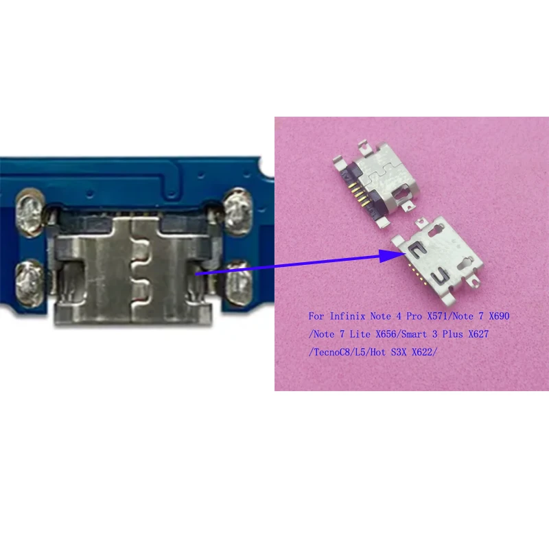 

10-200Pcs Usb Charging Dock Charger Connector Plug For Infinix Hot S3X Note 7 Lite 4 Pro Smart 3 Plus Tecno C8 L5 Note7 X622