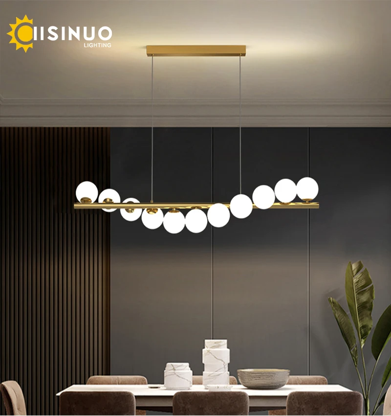 

Line Glass Ball Pendant Lights Nordic LED Energy-Efficient Hanging Ceiling Lamp with Adjustable Cord for Dining Room Living Room