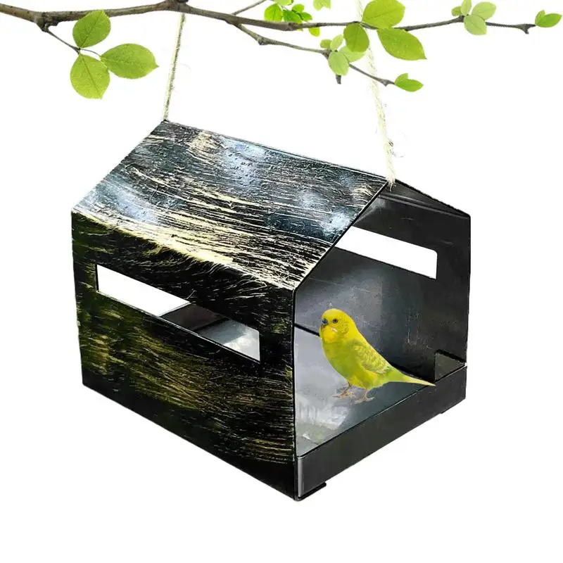 

Metal Bird Feeder Small Bird Feeder Outdoor Garden Decoration Hangable Feeding House For Backyard Balcony Camping Tree Home Park