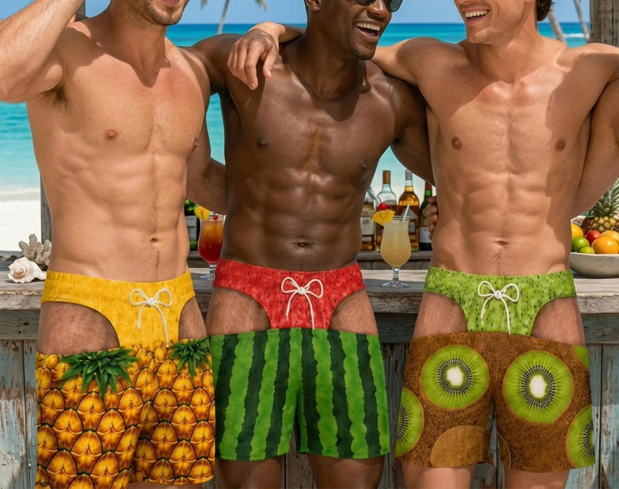 2026 Summer New Fashion Trends Personalized Funny Swim Trunks, Gift for Men, Funny Summer Vacation Shorts Fruit Pattern Printed