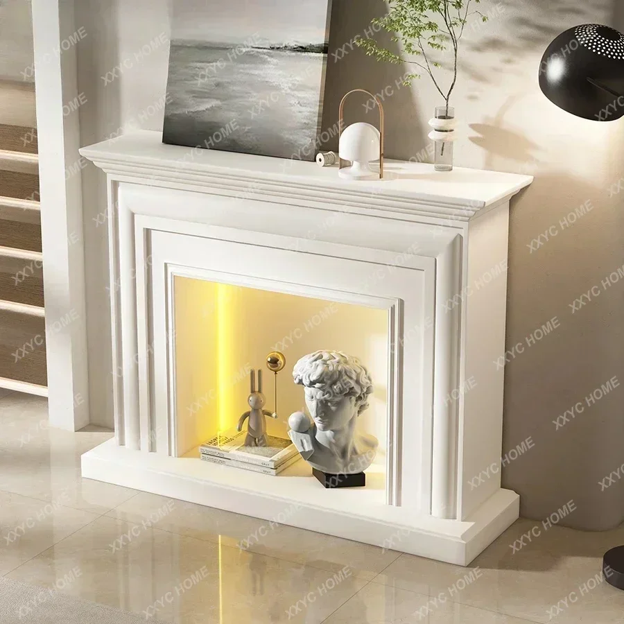 AAHSN Fireplace Decorative Cabinet Italian Grade Simple Fireplace Rack Black Wall Side Cabinet Shelf