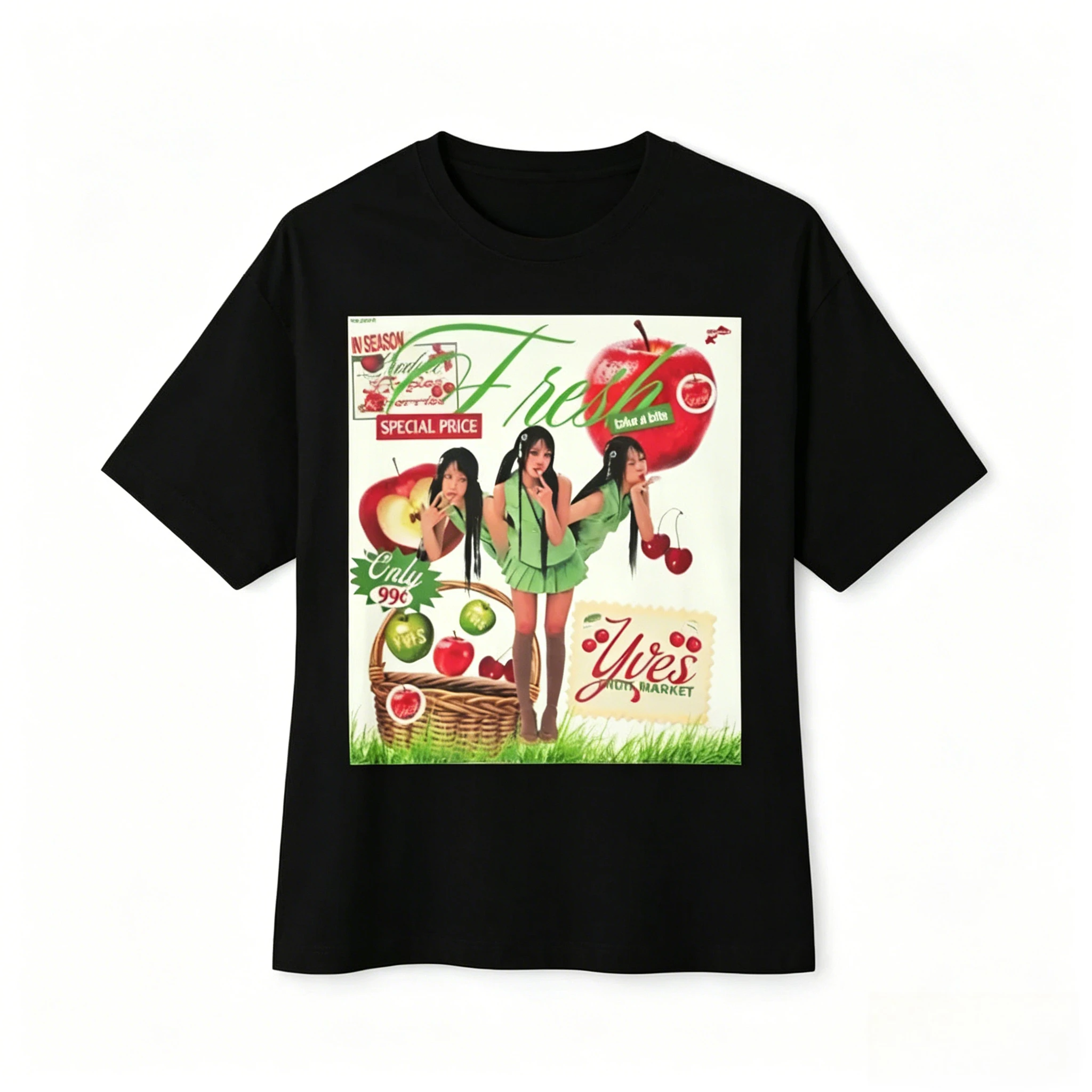 Nueva camiseta de algodón de Yves Loop para el verano 2026 con diseño de álbum y esquema de colores neutros, ofrecida por el artista de K-pop Loona.