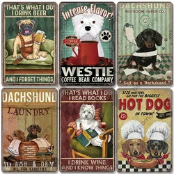 Pet Dog Dachshund Plaques Vintage Metal Plate Drink Coffee Wine Read Book Metal Tin Signs Wall Decor for Bar Pet Shop House