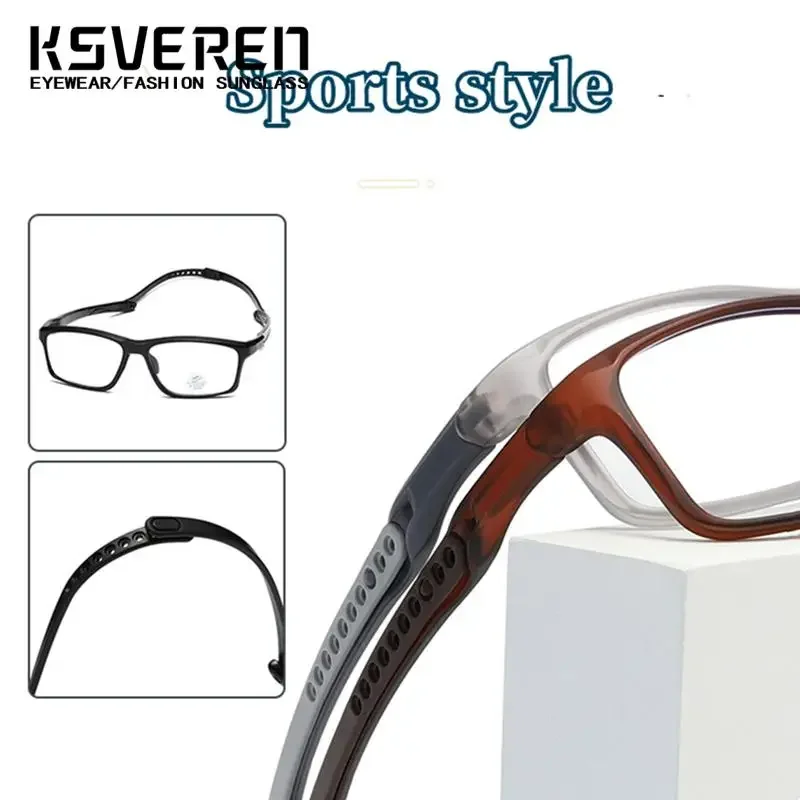 Square Photochromic Reading Glasses Anti Slip Sports Glasses Men Optical Glasses Prescription Glasses Eyewear Frame KSVEREN