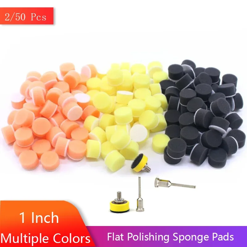 1Inch 25MM Flat Polishing Pads Kit 2/50Pcs Multiple Colors Hook and Loop for Buffing and Waxing Auto for Dremel Rotary Tool