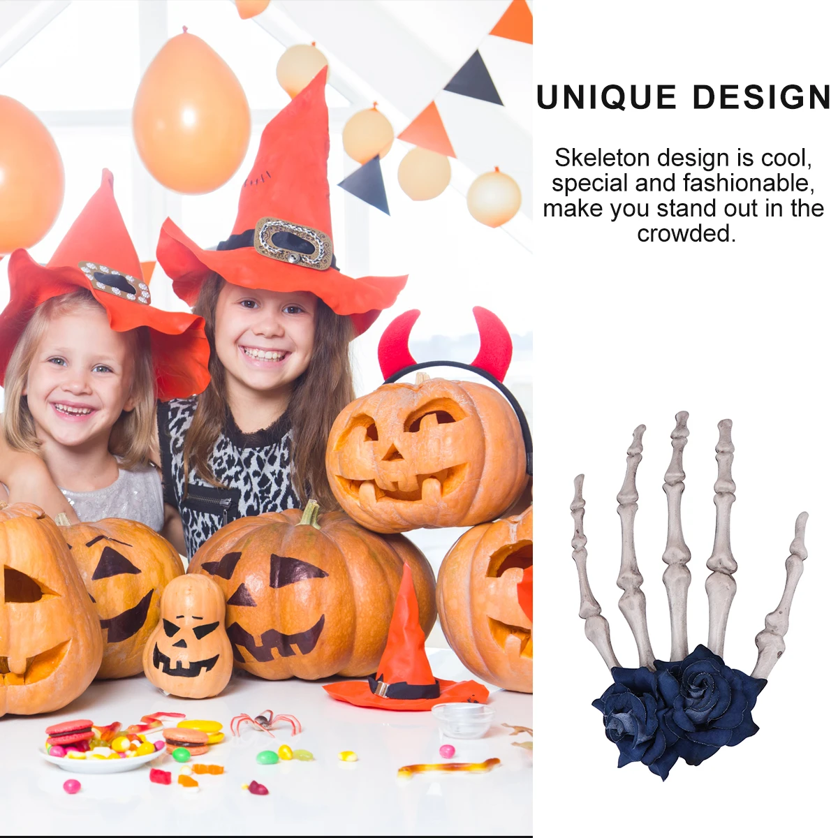 Halloween Hairpins Chic Skull Claw Clip for Girls Women Hair Accessory Horror Pin Unique Delicate Craft