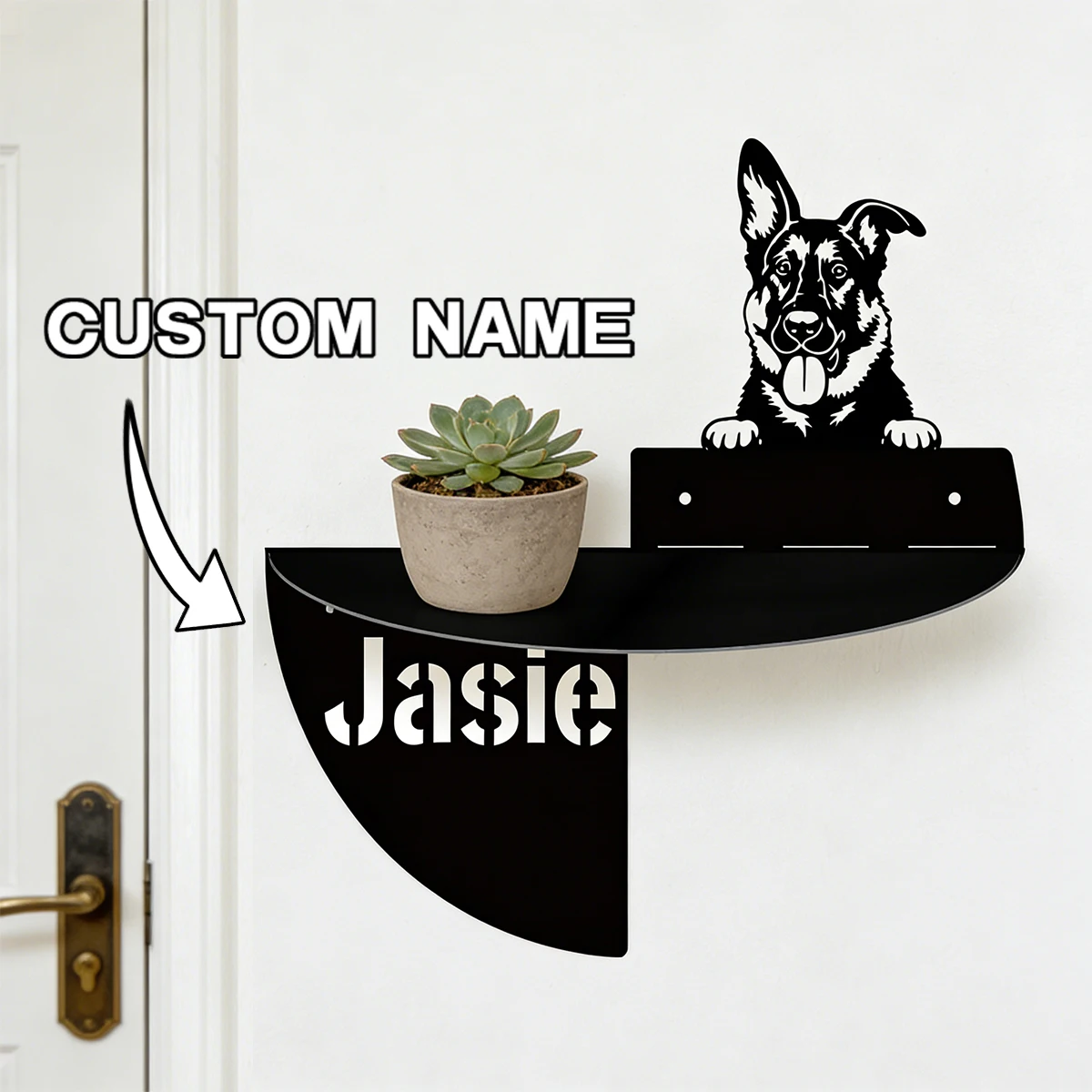 Custom Text German Shepherd Dog Metal Wall Shelf home decoration Easy Mount,Birthday Gift,All Season DIY Gift Cheap home decor