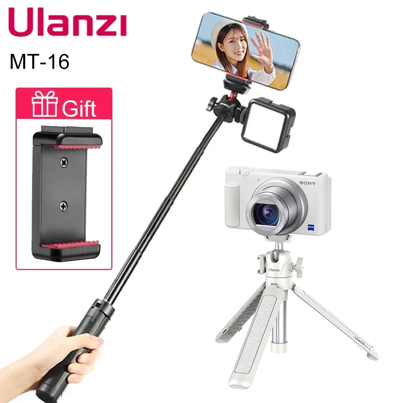 Ulanzi MT-16 Extend Tripod with Cold Shoe for Microphone LED Light Smartphone SLR Camera Vlog Tripod for Sony Canon iPhone Stand