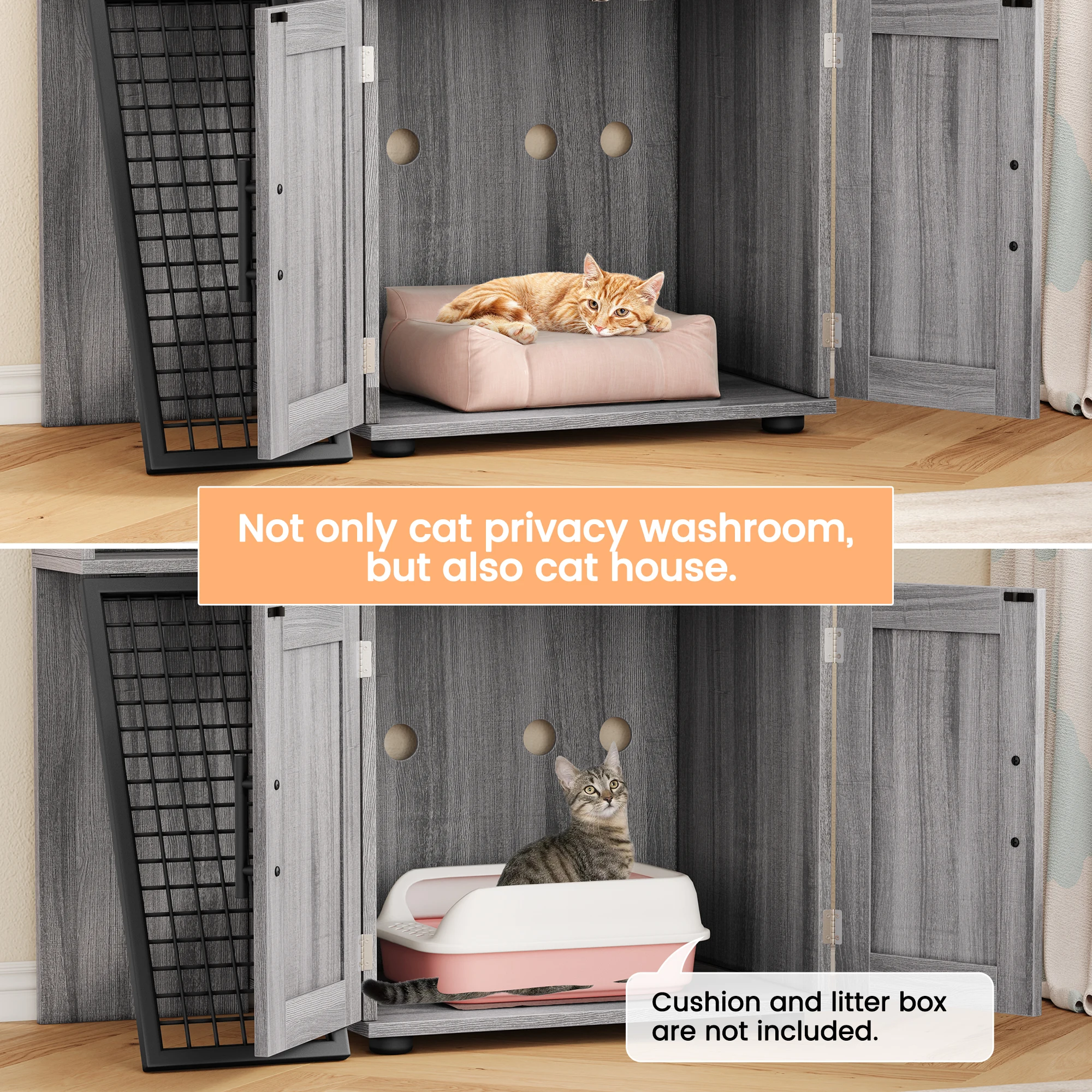 Double-Tier Cat Litter Box Enclosure 6