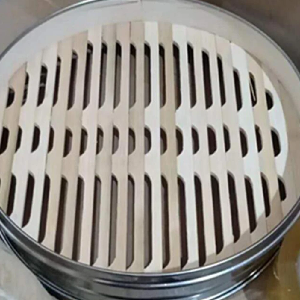 

Stainless Steel Bamboo Steaming Cage Buns Steamer Cookware Kitchen Rack Food Basket