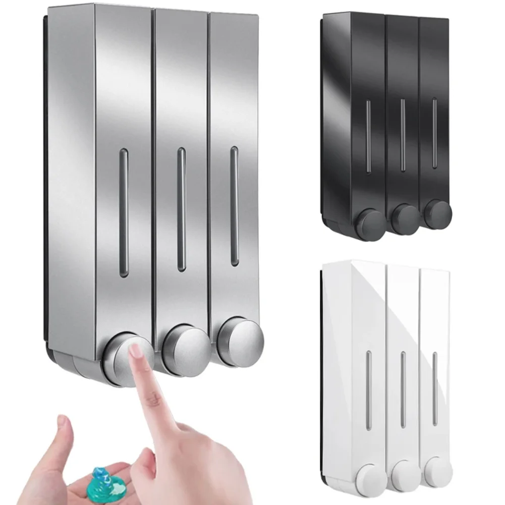Wall Mounted Soap Dispenser 123 Cup 420ML Triple Compartment for Bathroom Shower Lotion with Easy Installation