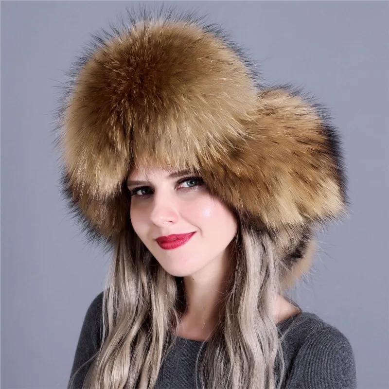 

New rolled-up high-top fur warm women's hat thickened