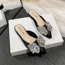 2024 estate nuove scarpe per le donne strass Bowknot pantofola ragazza sandali Casual all'aperto ragazza tacchi muli scarpe