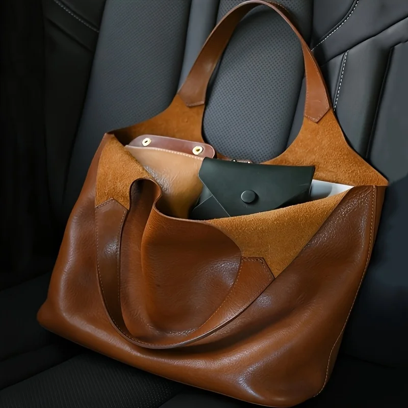 Tote Bag, Spacious Made of Soft Brown, Light Luxury High-End Vibe New 2025 Design, for Women