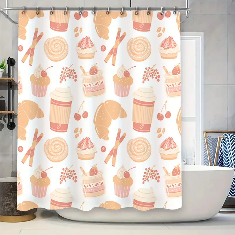 

Розовый кекс, конфетная занавеска для душа, водонепроницаемый домашний декор с 3D принтом для украшения ванной комнаты, набор украшений для детской комнаты