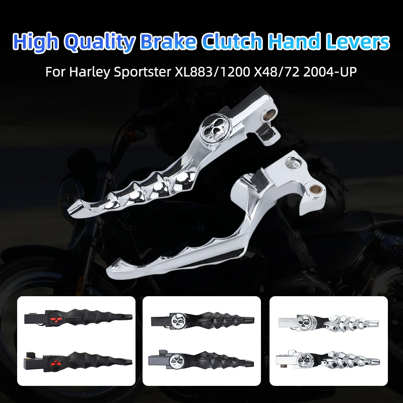 New Motorcycle Accessories Skull Zombie Brake Clutch Levers Handle Bar For Harley Sportster XL883 XL1200 48 72 883 2004-2022 21