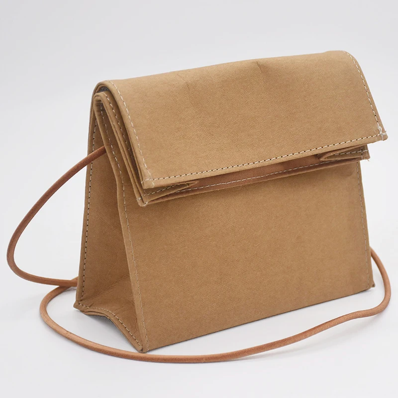 Classic Design Versatile Fashion Retro Washable Kraft Paper Shoulder Bag Women\'s Messenger Bag Mobile Phone Small Bag