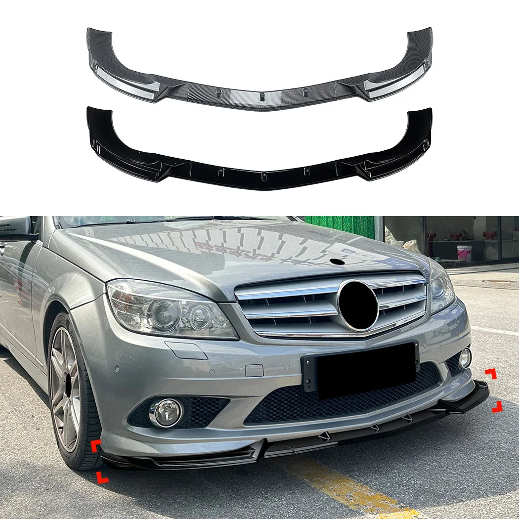 

For Mercedes Benz C Class W204 2007-2010 AMG Line Pre Front Bumper Shovel Front Lip Spoiler Exterior Modification Glossy Black