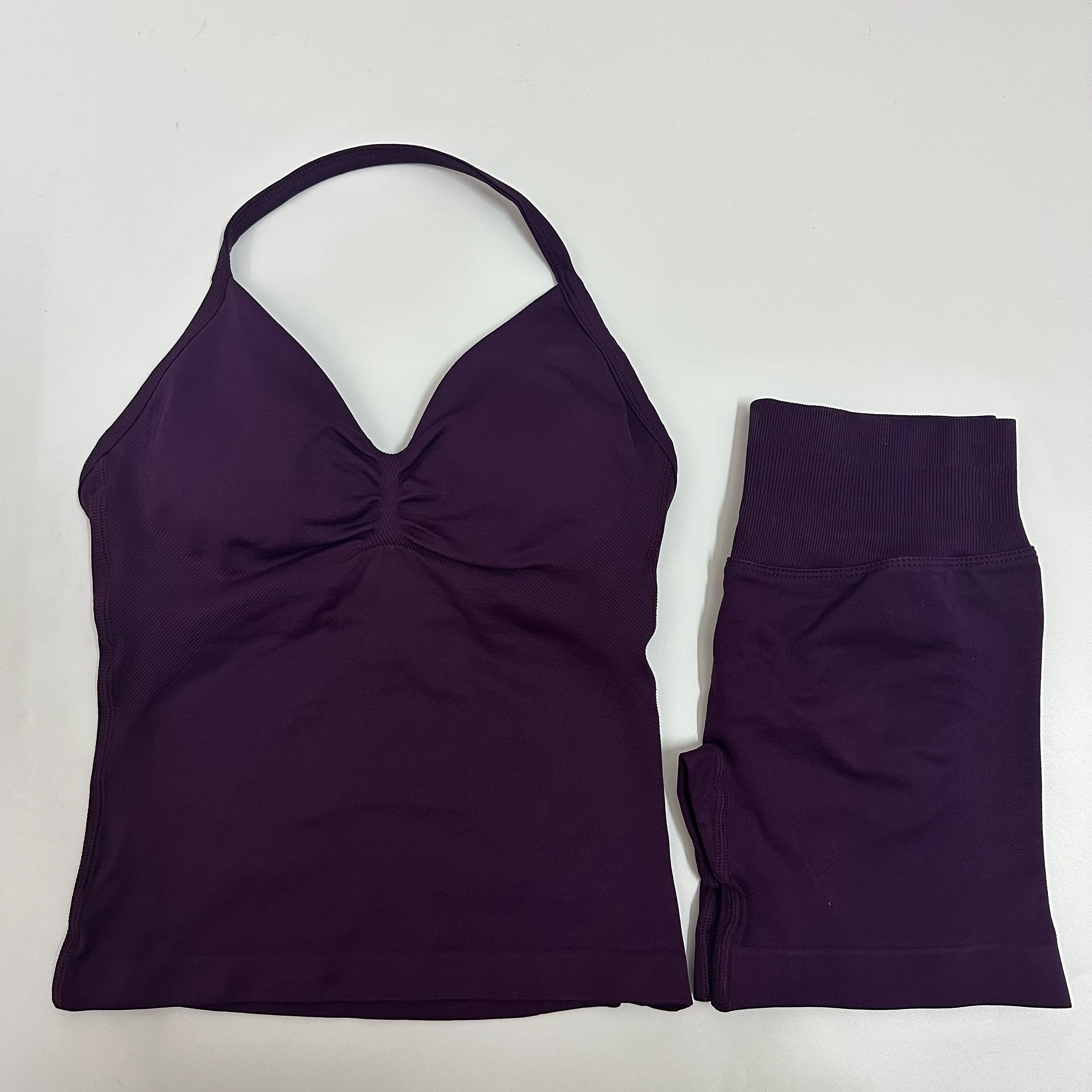 Yoga Set Dames Gevoerde Halter Top & Scrunch Butt Lifting Gym Shorts Set Zomer Sportkleding Trainingskleding