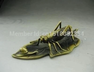 RARE Absolutely Rare! Chinese bronze Statue - leaf /grasshopper/ snail