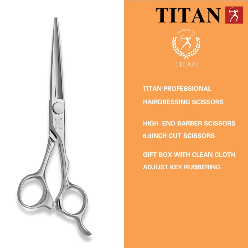 TITAN  professional barber scissors hairdressing cut hair shear 6inch high-end quality steel