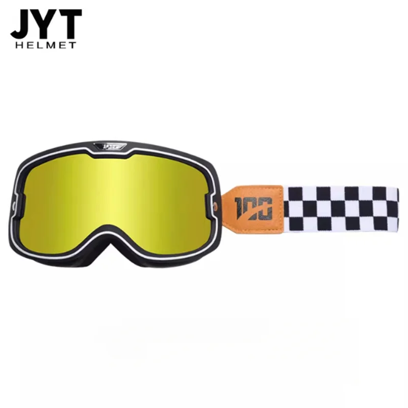 

Off-Road Motorcycle Goggles Black Frame Yellow Lens Retro Design Anti-Fog Lens Windproof Dustproof for Cross Country All Seasons