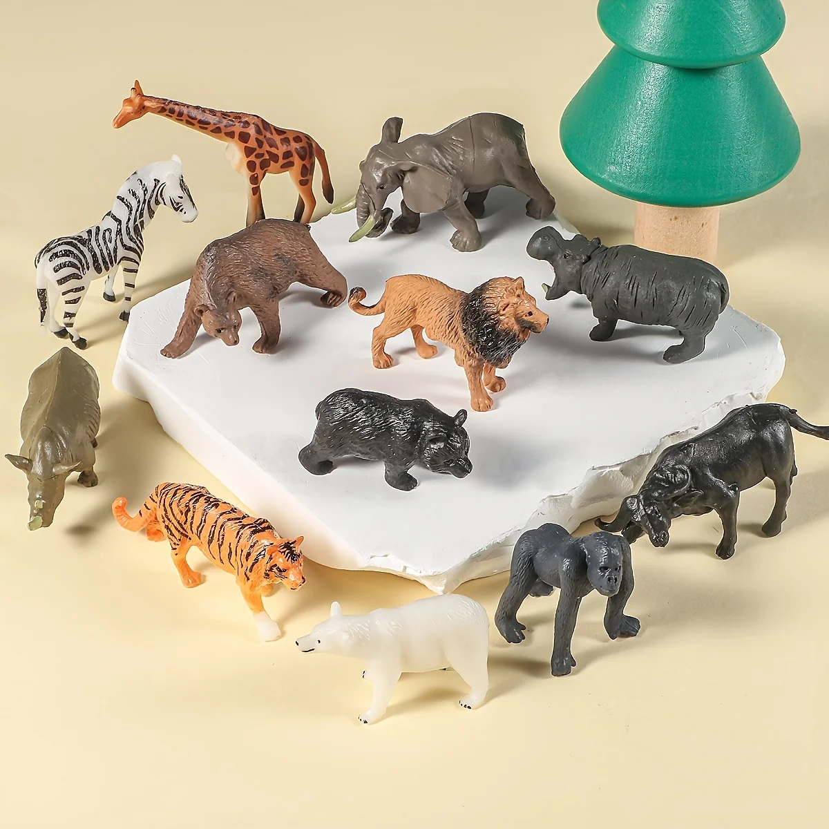 12 sztuk realistycznych figur zwierząt dzikich - miniatury PVC Jungle Safari na Boże Narodzenie, urodziny, Halloween - zawiera girafę