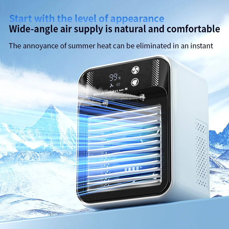 Portable Mini Air Conditioner for Dormitory | Fast Cooling Ultrasonic Nano Mist LCD Display Rechargeable Portable Outdoor Cooler image 3