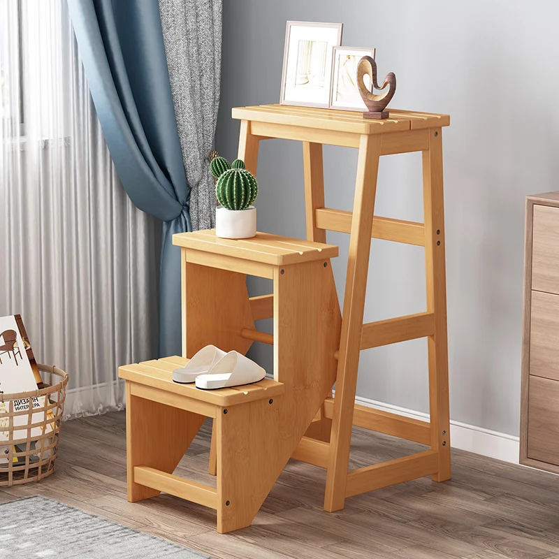 Household folding stairs multifunctional indoor luxury living room shelf step ladder