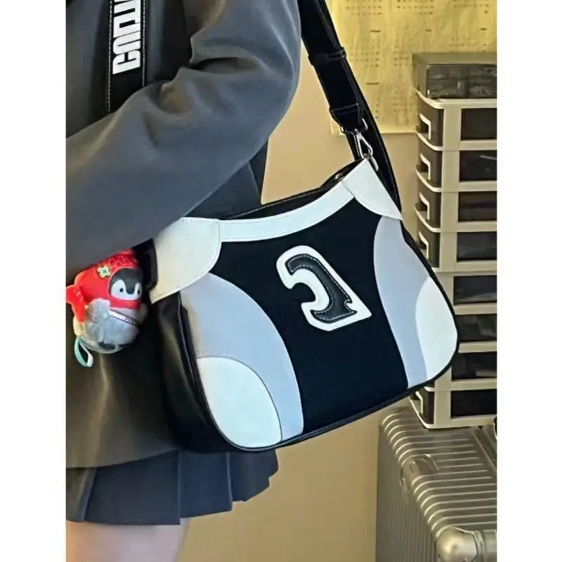 JIAERDI Sport Letter Y2k Bag Purse Women Harajuku Aesthetic Casual Messenger Bag Handbag Ladies Moto Biker Black Shoulder Bags