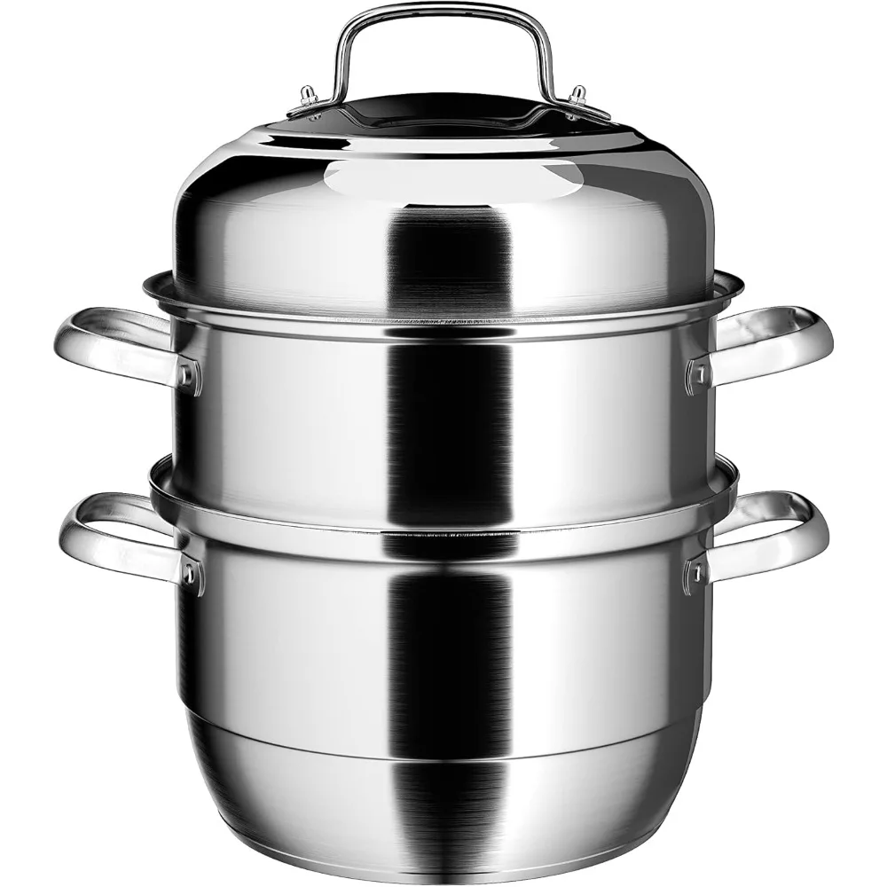 

Large Stainless Steel Induction Steamer Pot for Cooking(34cm), 3 Tier Steamer for Cooking, 13 2/5 Inch Steam Pot for Dumpling