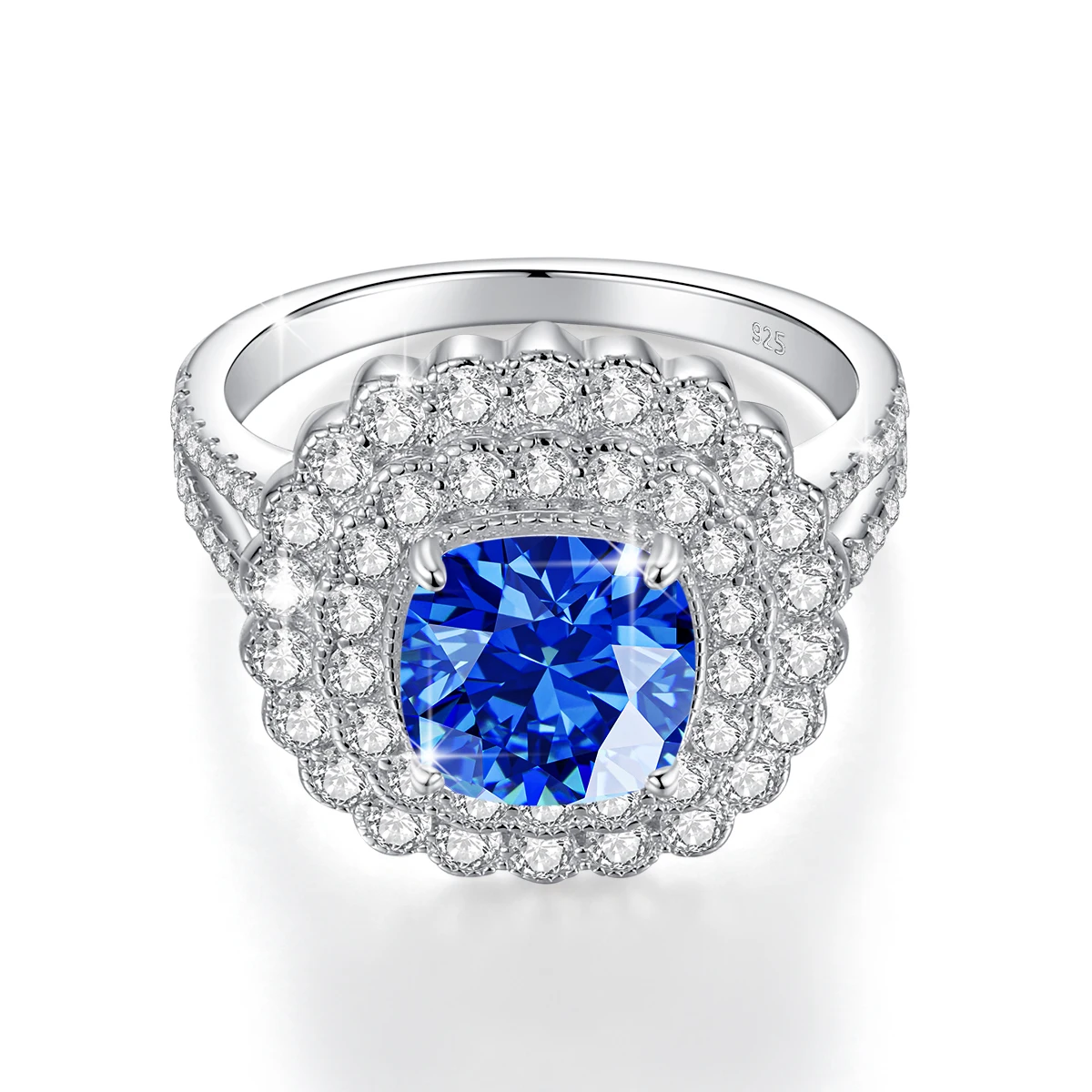 Große Moissanit-Diamantringe für Frauen, 925 Sterling Silber Halo-Ehering, Edle Schmuckverpackung mit GRA-Zertifikat – Detail 10