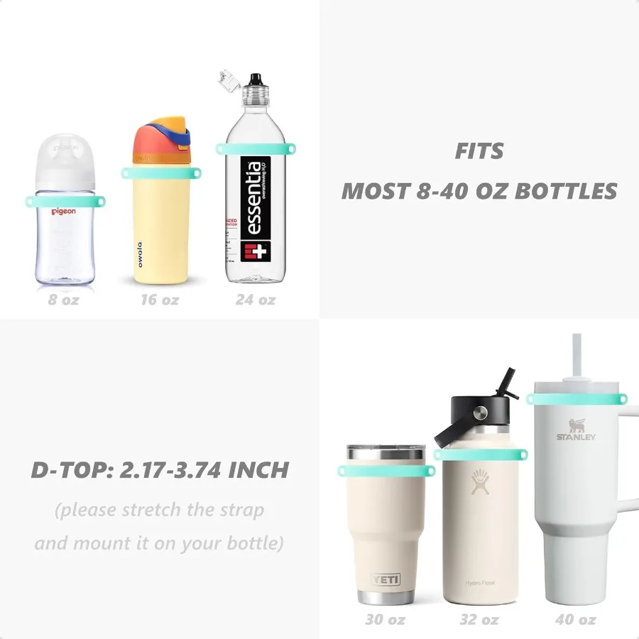 زجاجة مياه بمقبض من السيليكون وحزام من الخيزران على شكل حبال متينة وملحقات الناقل تناسب #4