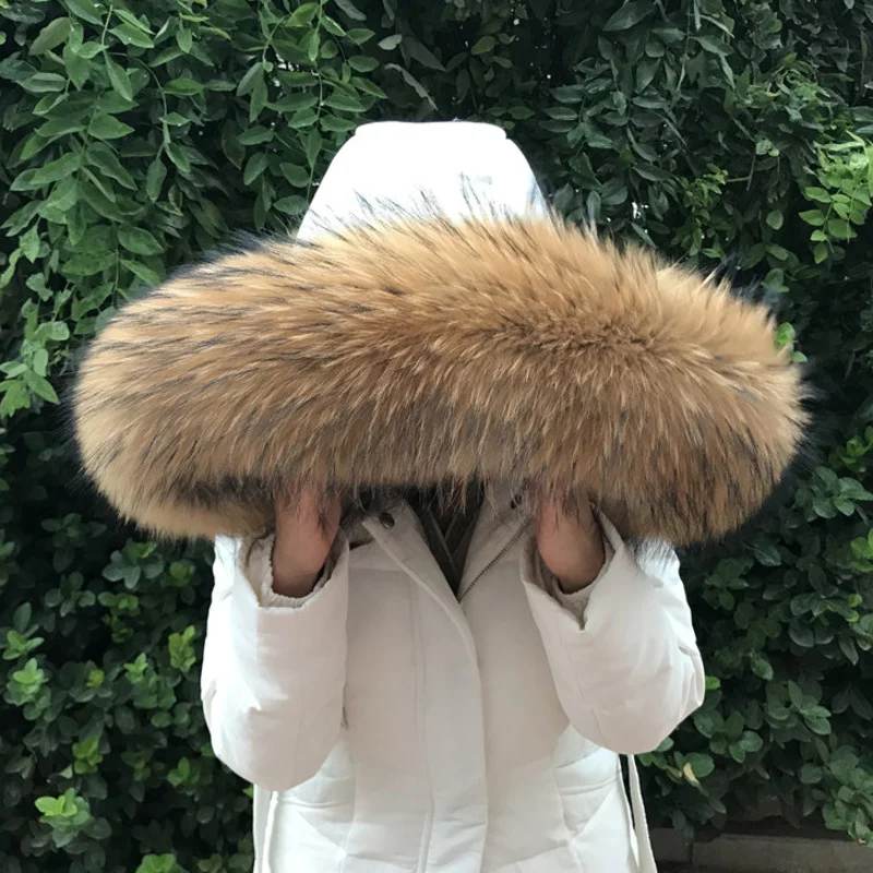 Fur Collar Women Winter Natural Raccoon Fur Collar Female Coat Hood Fur Decor Collar Real Fur Scarf Shawl Furry Fur Collar Scarf