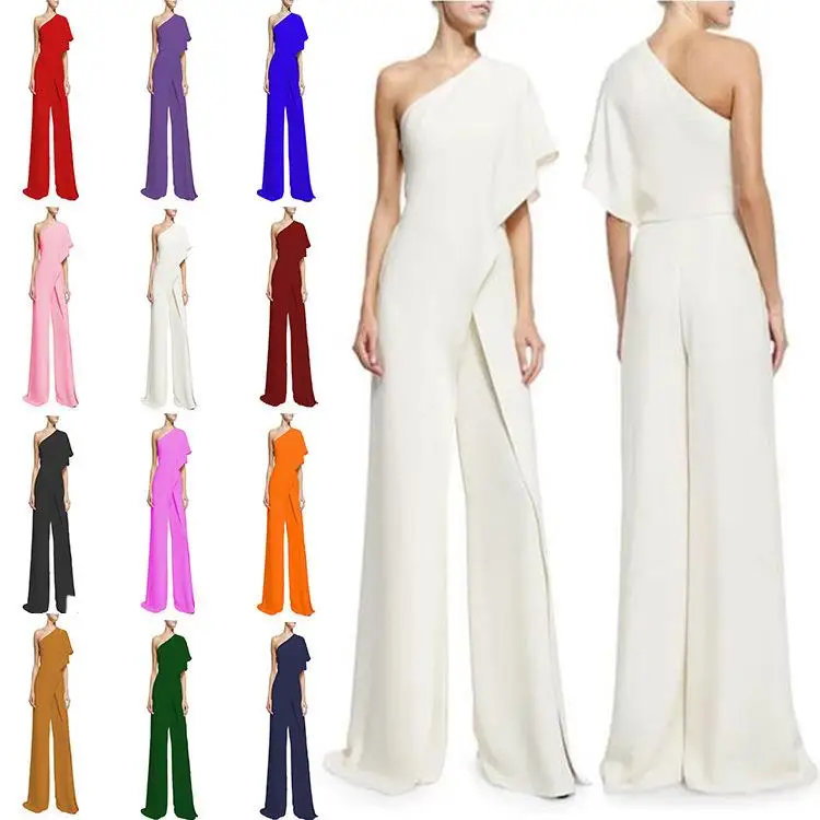 

Women's One-Shoulder Jumpsuit Dress Casual Loose Fit British Style Winter Fashion Natural Waist Patchwork Pants