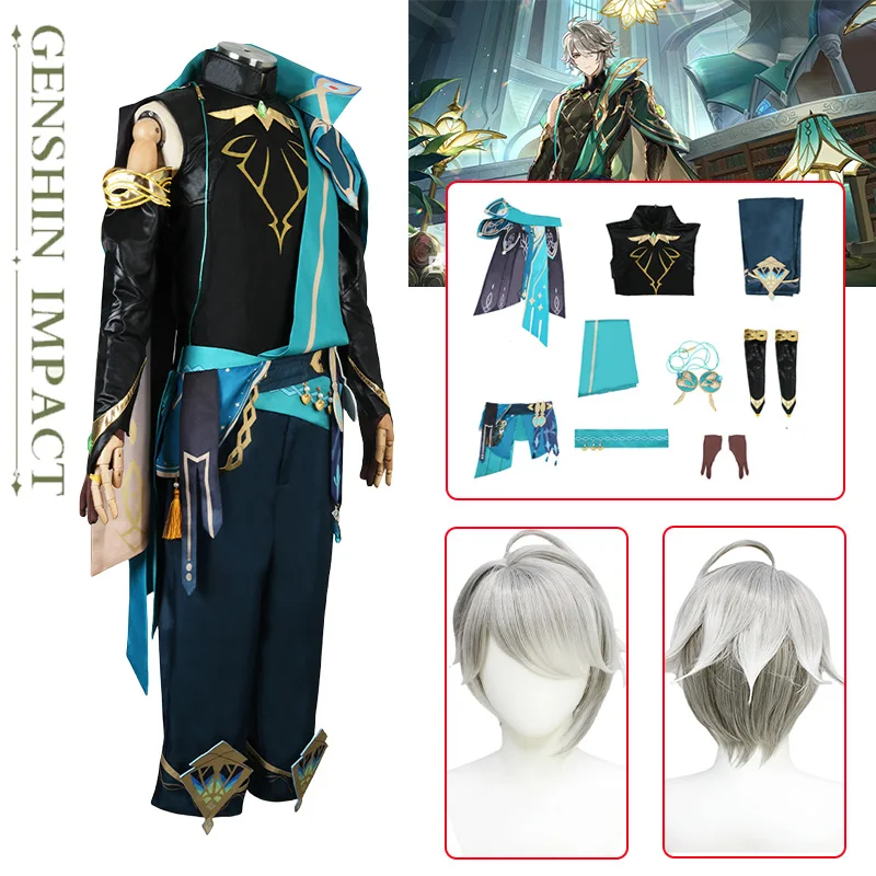 Al Haitham Cosplay Kostuum Mantel Spel Anime Genshin Impact Alhaitham Cosplay Outfits Pruik Mannen Uniform Halloween Kostuums Vrouwen