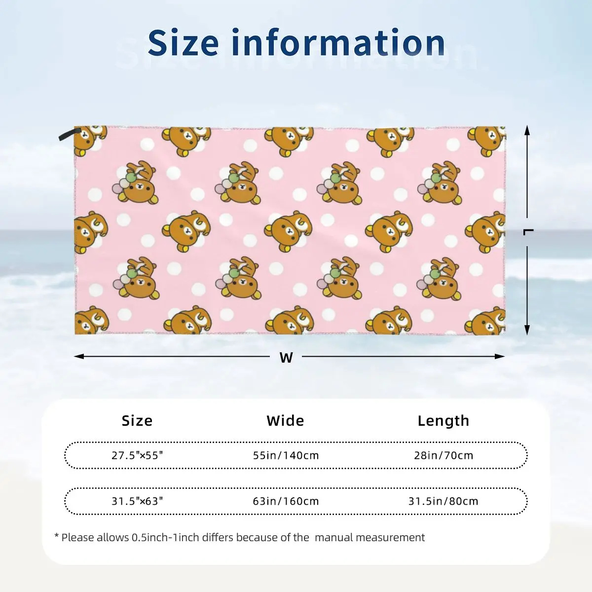 Lazy Bear Rilakkuma Beach Towel Soft Microfiber Quick Dry Absorbent Quick Towels For Mountain Climbing