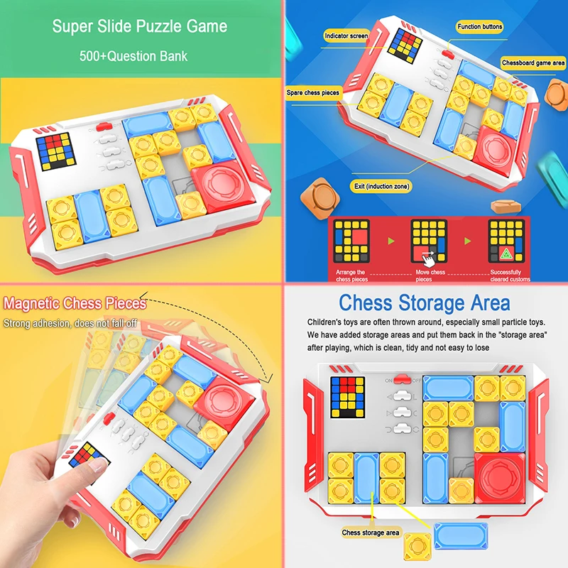スマートスーパースライドパズルゲーム子供 500+ チャレンジ問題知的クリアランスおもちゃ論理的思考脳知育玩具