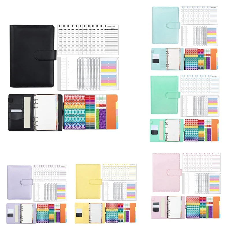 A6 Budget Binder With Zipper Envelopes & Cash Envelopes For Budgeting, Money Organizer Planner For Cash