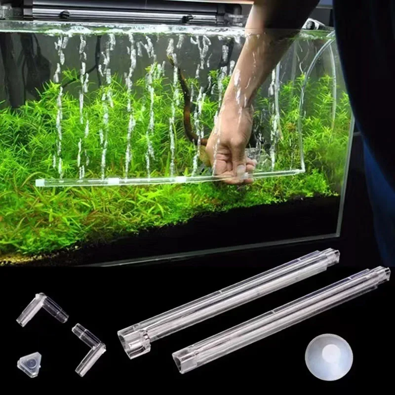 Spliceable 60cm Aquarium Air Stone Bubble Bar Wall Curtain Tube Hose Fish Tank Pump Hydroponic Oxygen Diffuser Tube Plastic