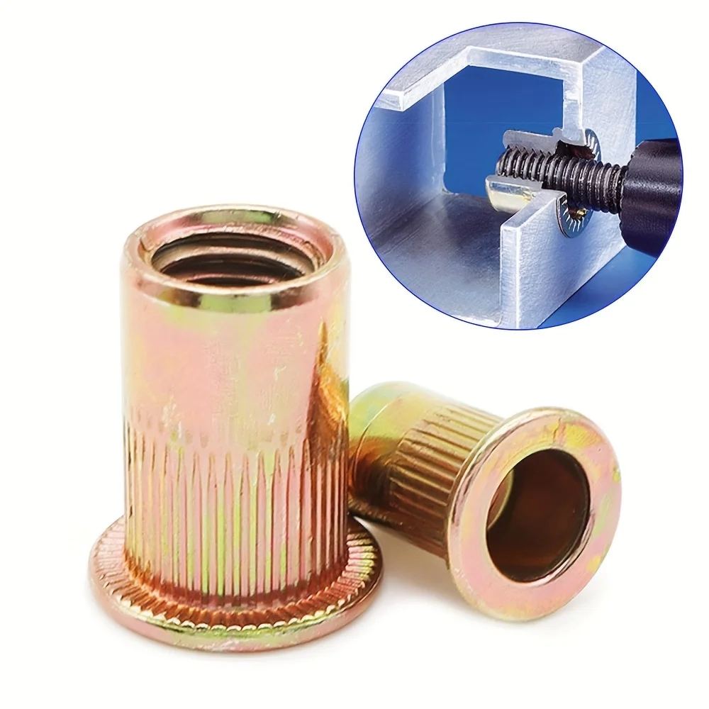 برشام المكسرات 150 قطعة الكربون الصلب شقة رئيس برشام المكسرات مجموعة متنوعة مخرش الجسم الخيوط الإدراج الجوز